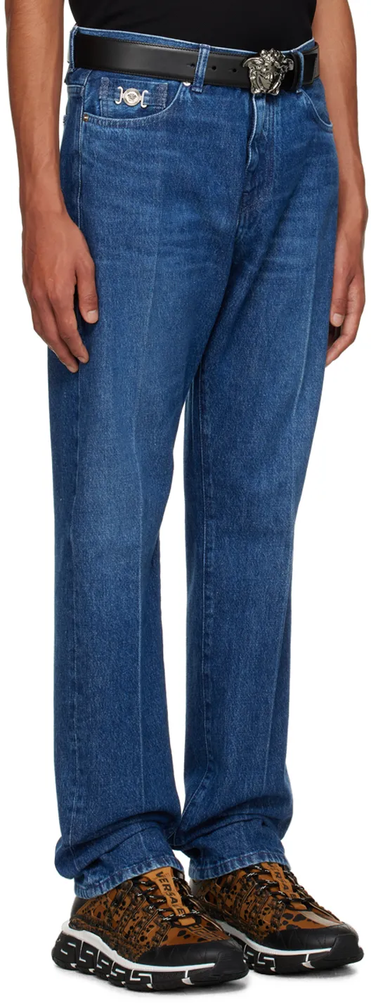 Versace Logo-Patch Stretched Jeans