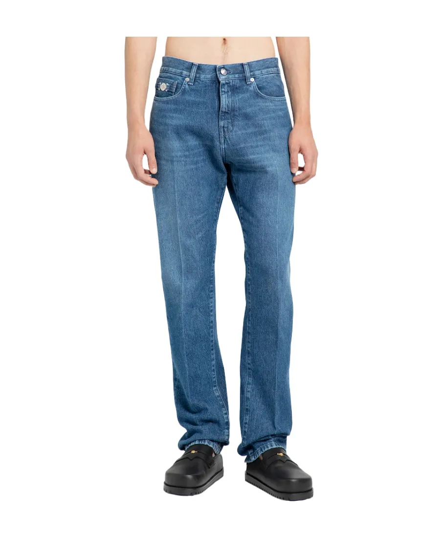 Versace Logo-Patch Stretched Jeans