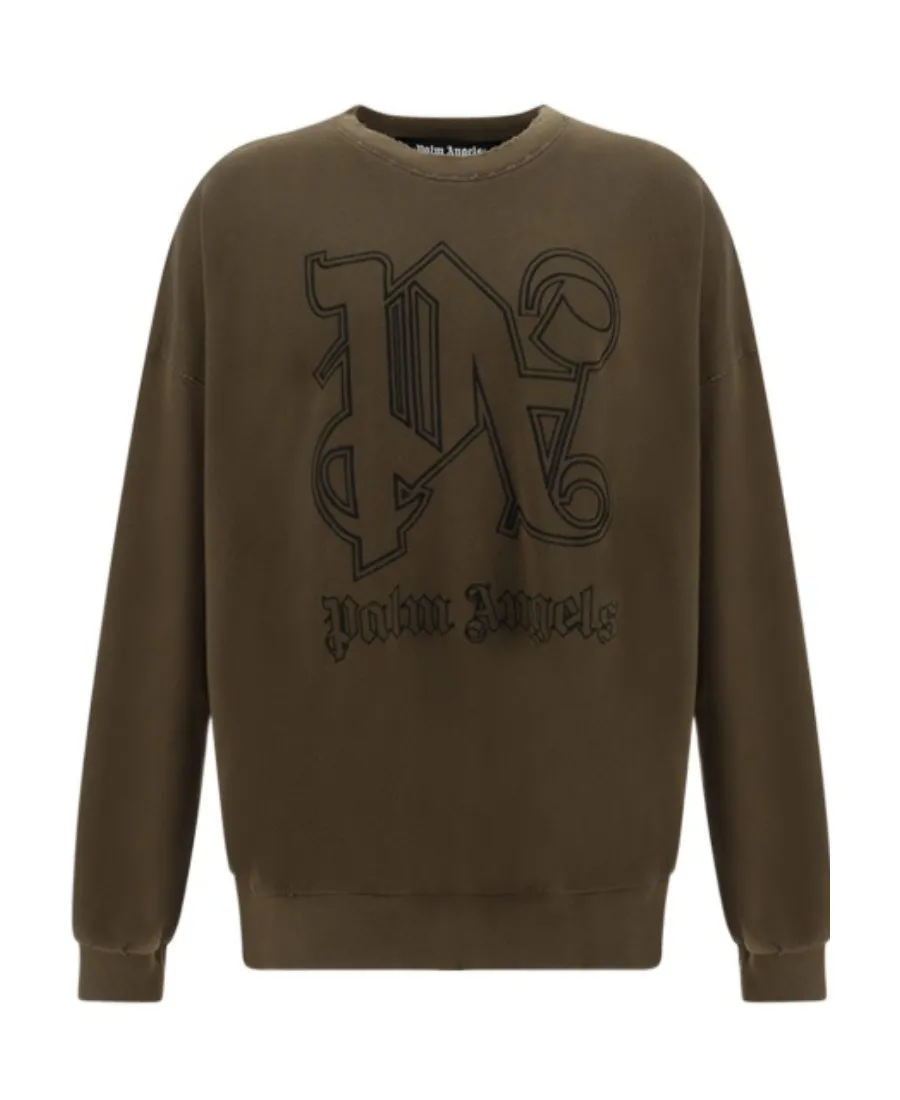 Palm Angels Logo Embroidered Crewneck Sweatshirt