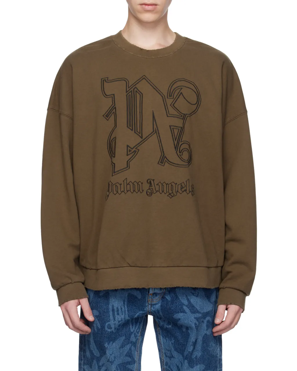 Palm Angels Logo Embroidered Crewneck Sweatshirt