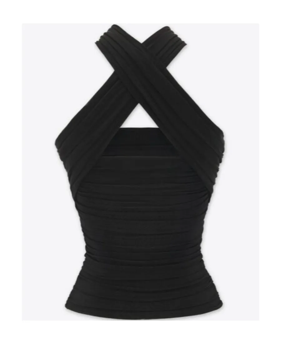 Saint Laurent Halter Ruched Top