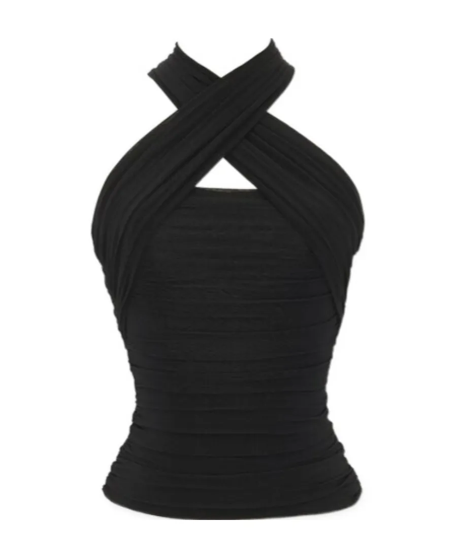 Saint Laurent Halter Ruched Top