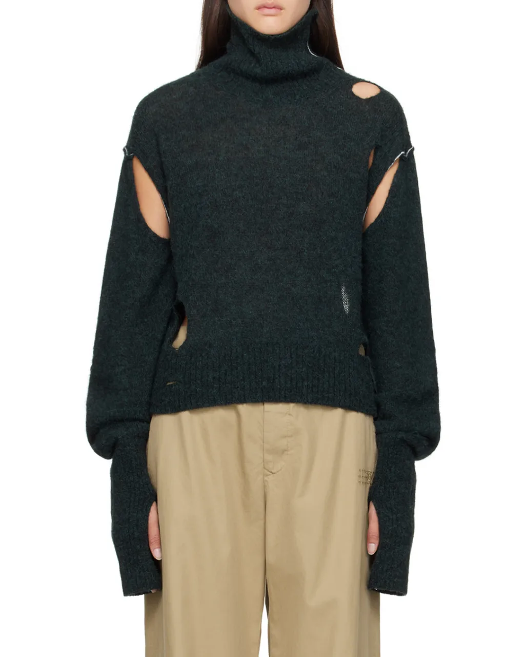 Mm6 Maison Margiela Cut-Out Distressed Sweater