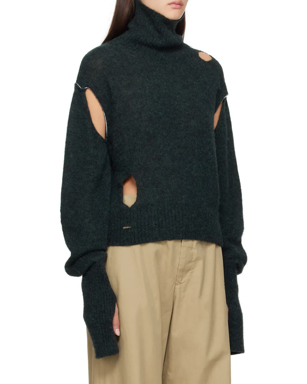 Mm6 Maison Margiela Cut-Out Distressed Sweater