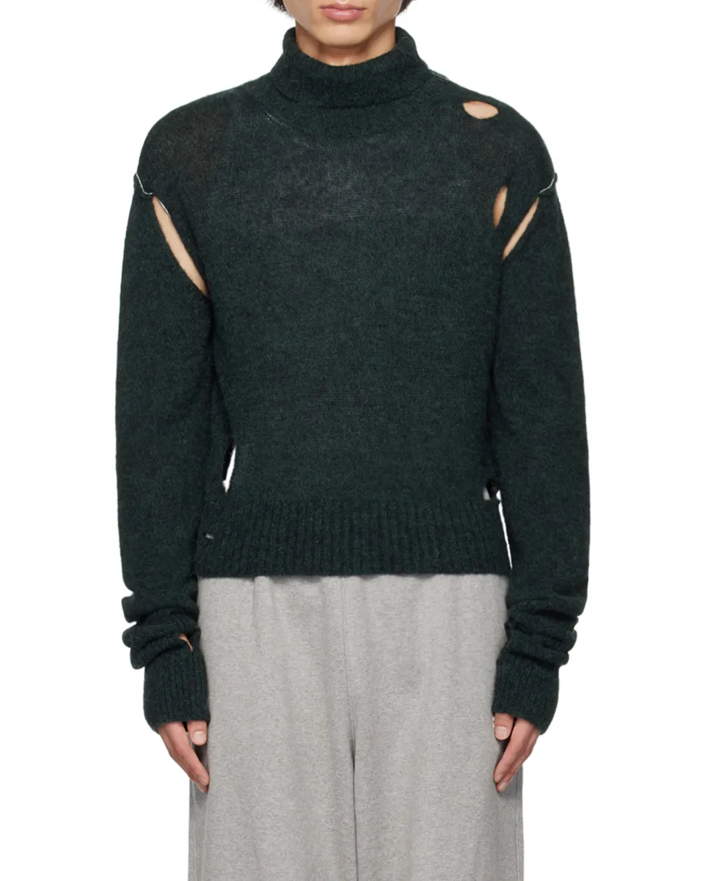 Mm6 Maison Margiela Cut-Out Distressed Sweater