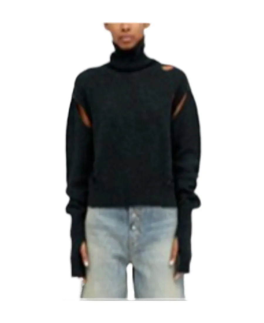Mm6 Maison Margiela Cut-Out Distressed Sweater