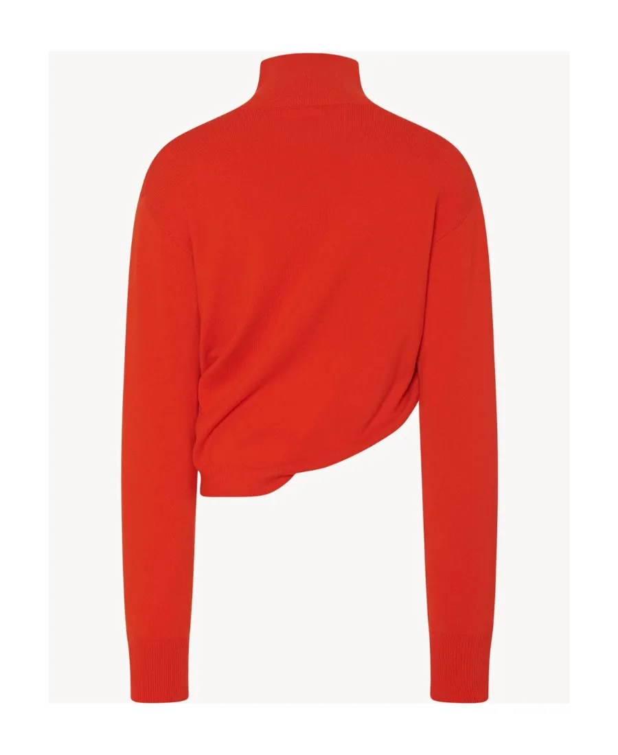 High-Neck Asymmetrical Cashmere Sweater