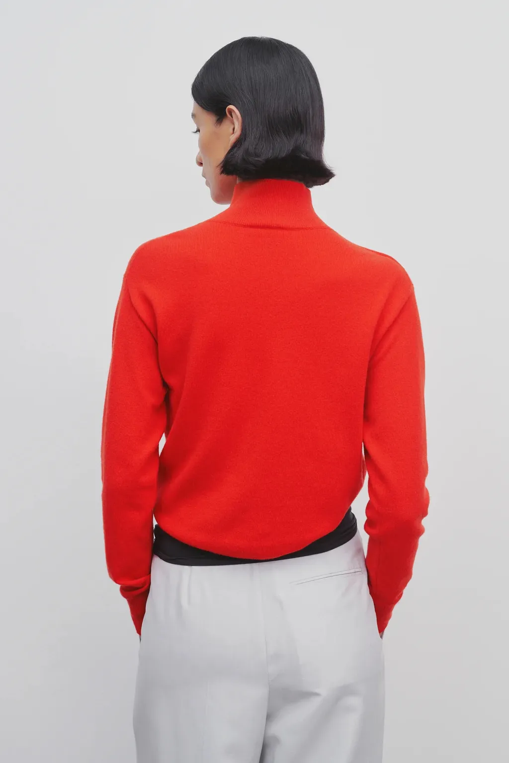 High-Neck Asymmetrical Cashmere Sweater
