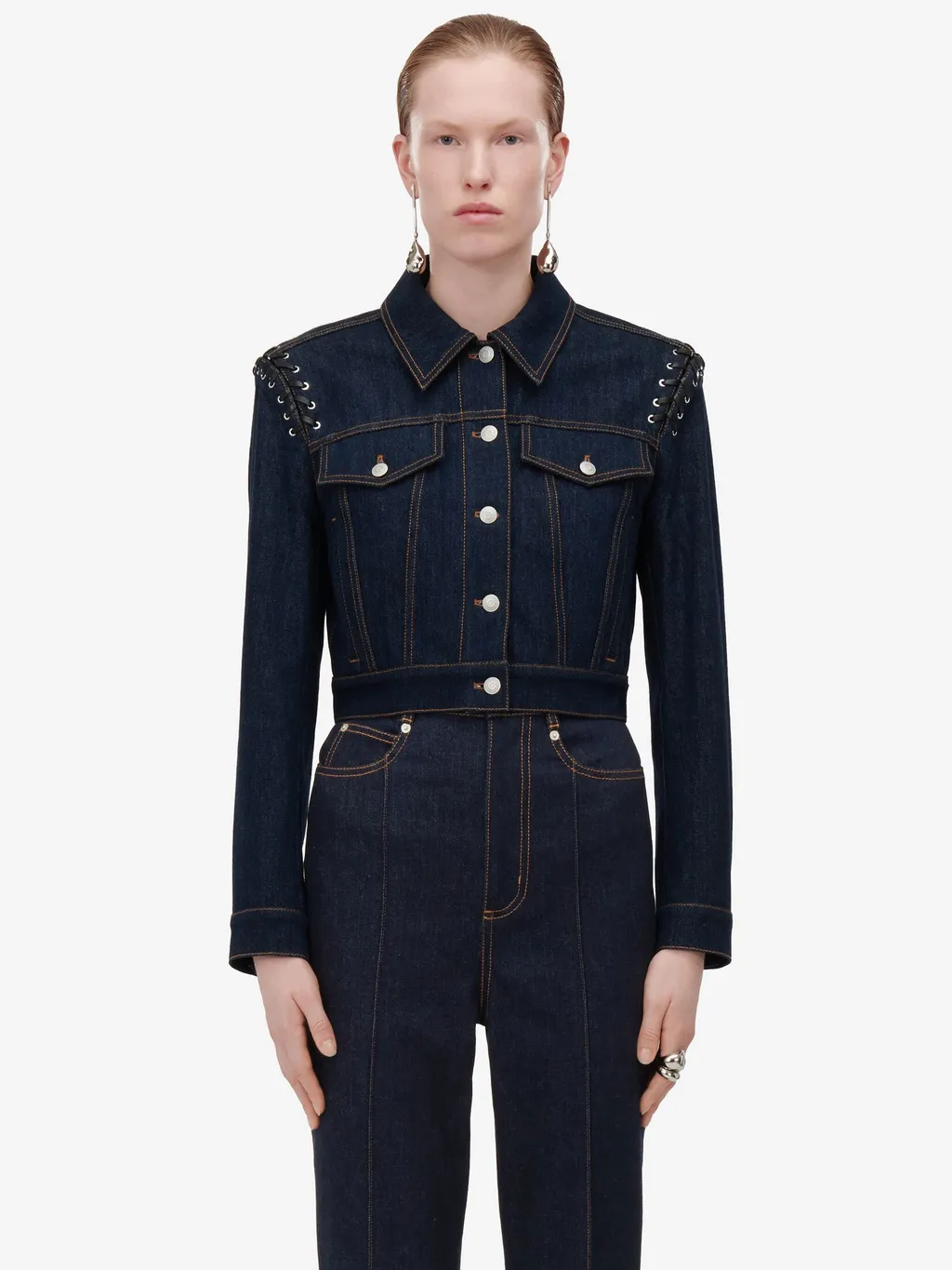 Alexander Mcqueen Cropped Denim Jacket