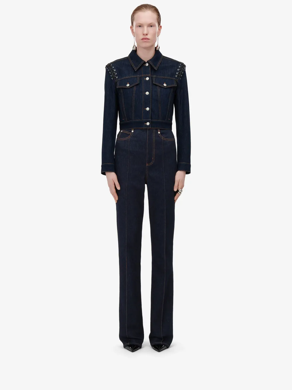 Alexander Mcqueen Cropped Denim Jacket