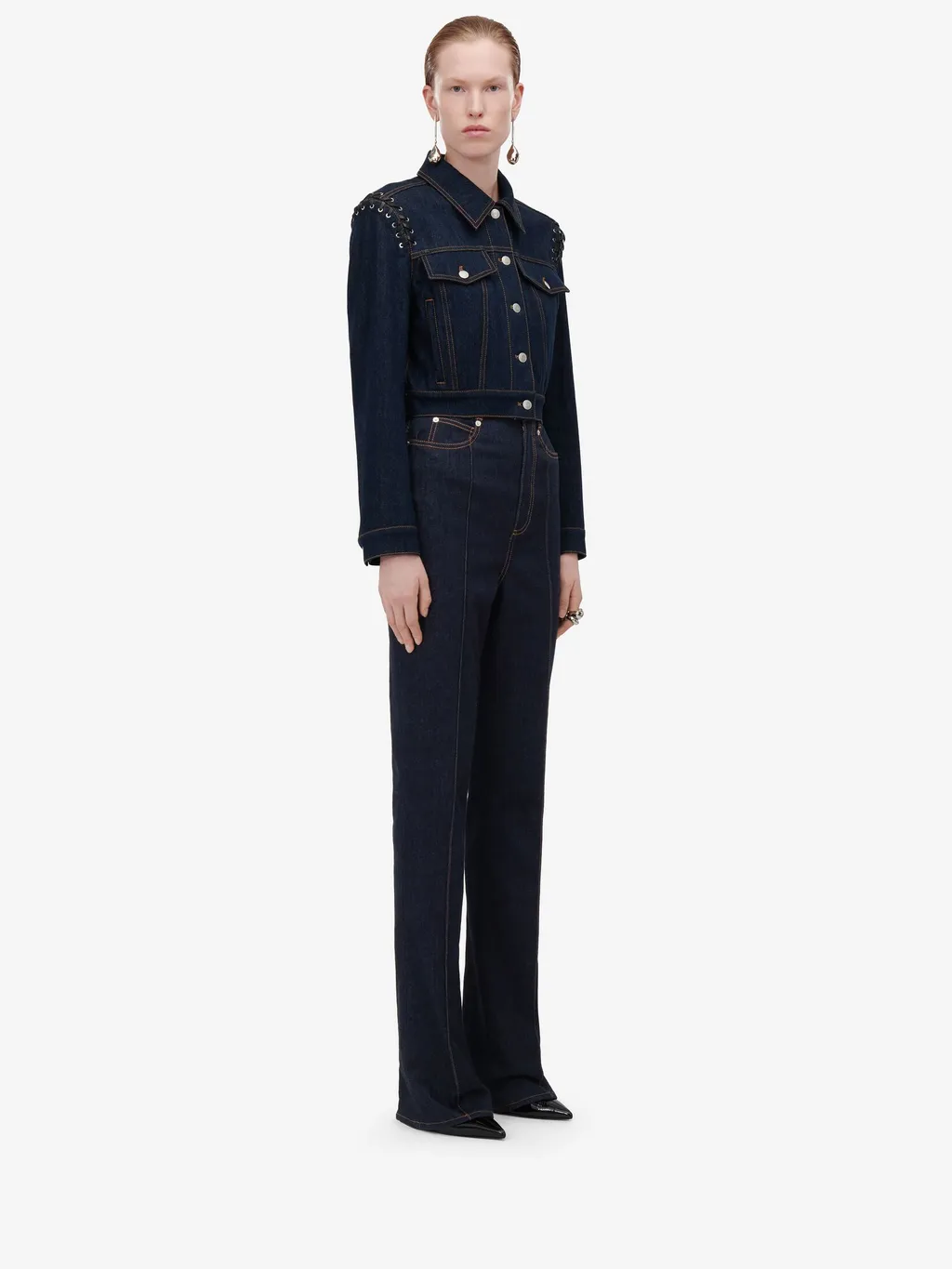 Alexander Mcqueen Cropped Denim Jacket
