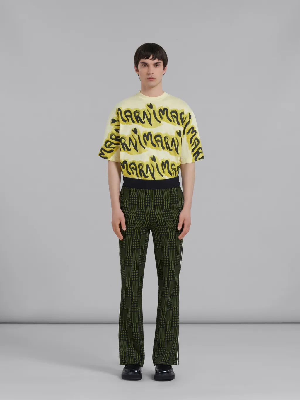 Geometric-Print Slim-Cut Trousers