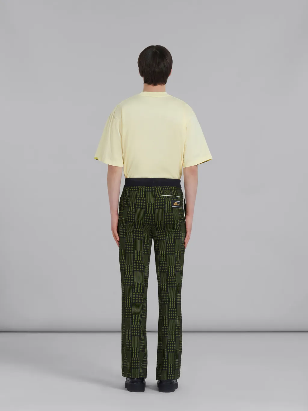 Geometric-Print Slim-Cut Trousers