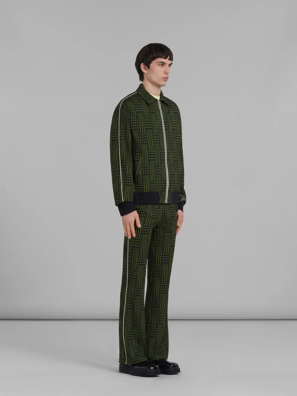 Geometric-Print Slim-Cut Trousers