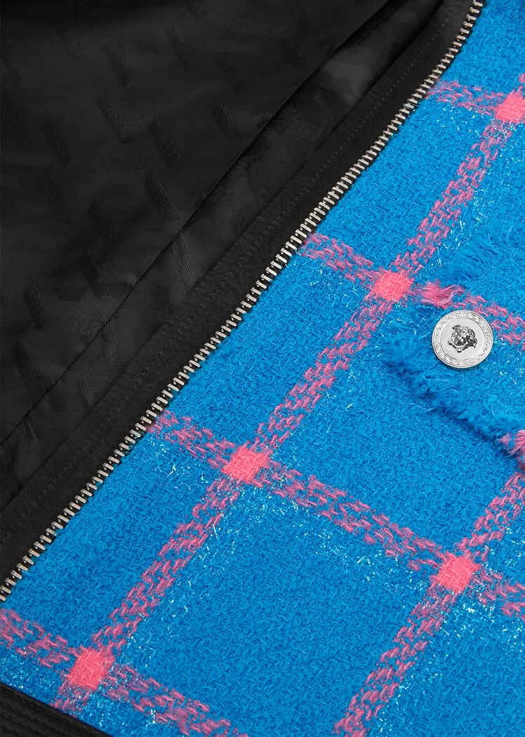 Check-Pattern Cropped Tweed Jacket