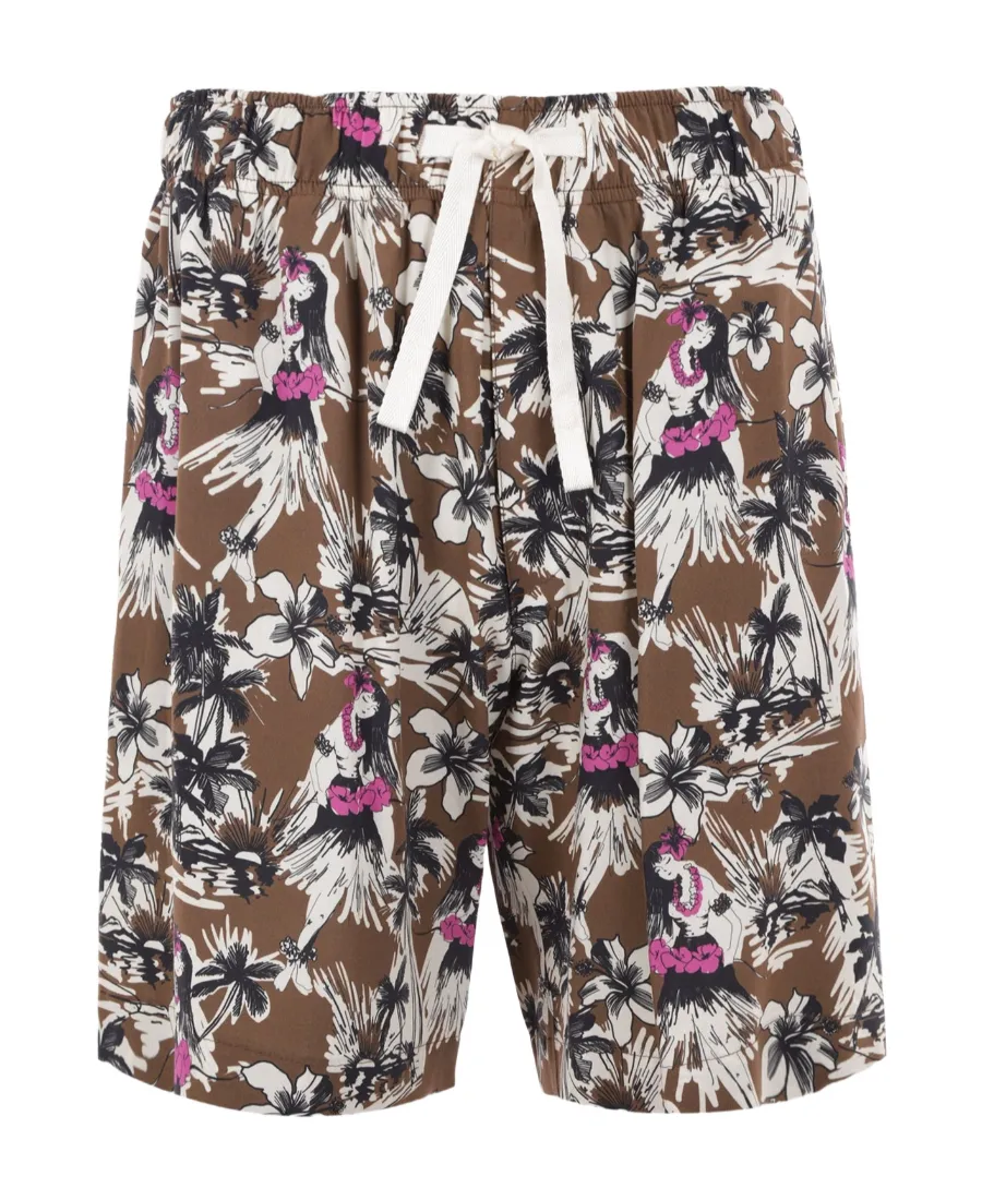 Palm Angels Hula Printed Drawstring Shorts