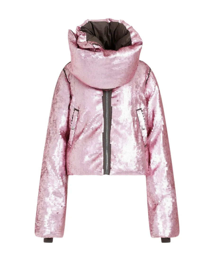 Sequin-Embellished Wool Puffer Jacket