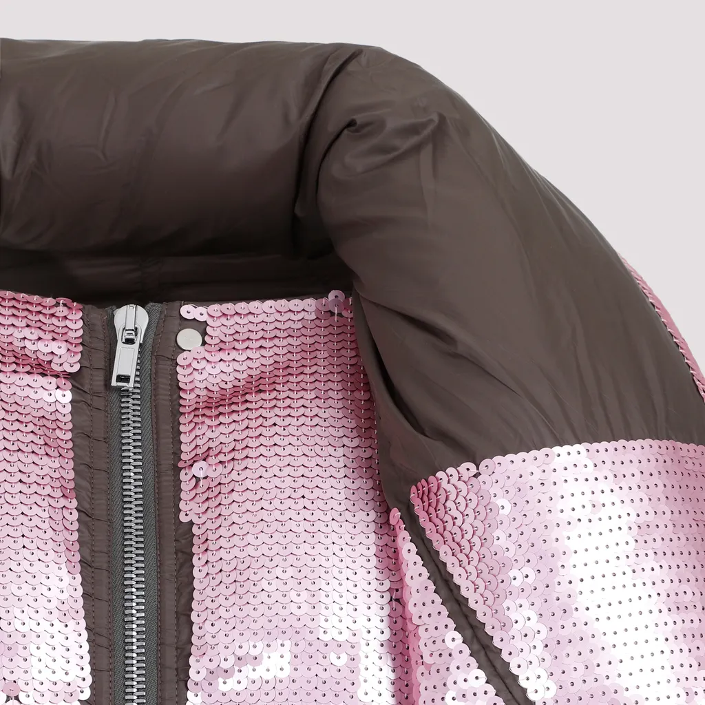 Sequin-Embellished Wool Puffer Jacket