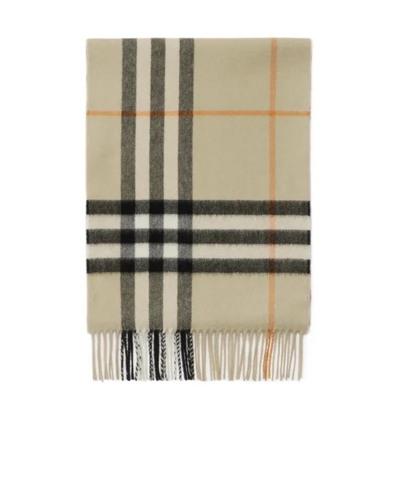 Burberry Checked Fringed-Edge Scarf