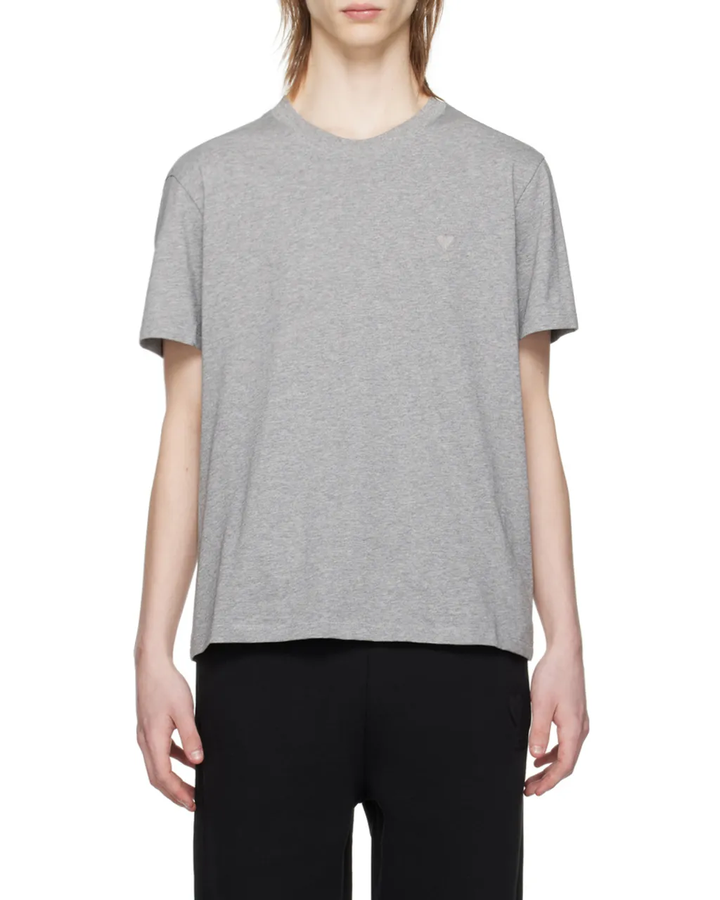 Ami Paris Logo Embroidered Crewneck T-Shirt