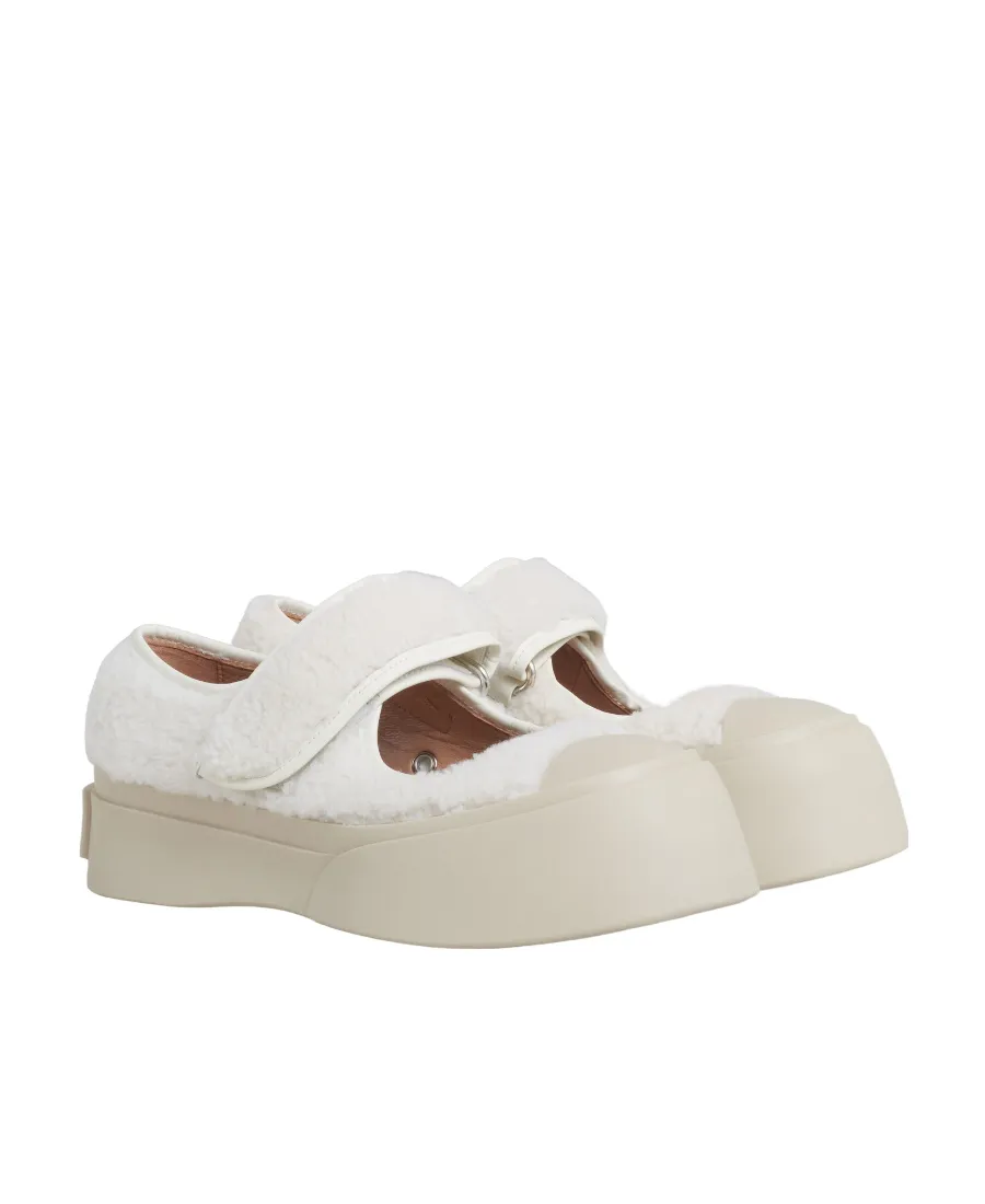 Shearling Touch-Strap Mary Jane Sneakers