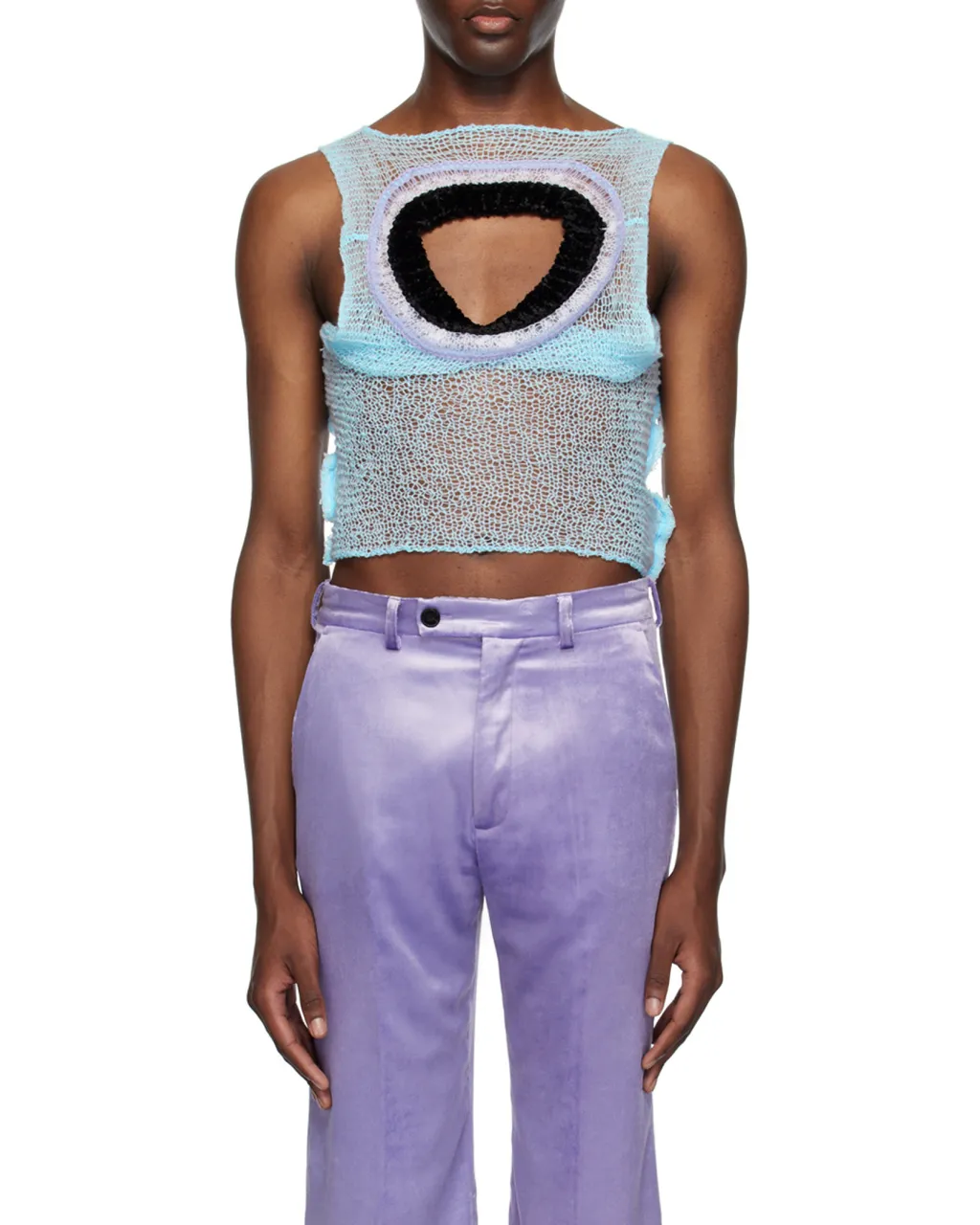 Light Blue Wool-Cashmere Top With Cutout