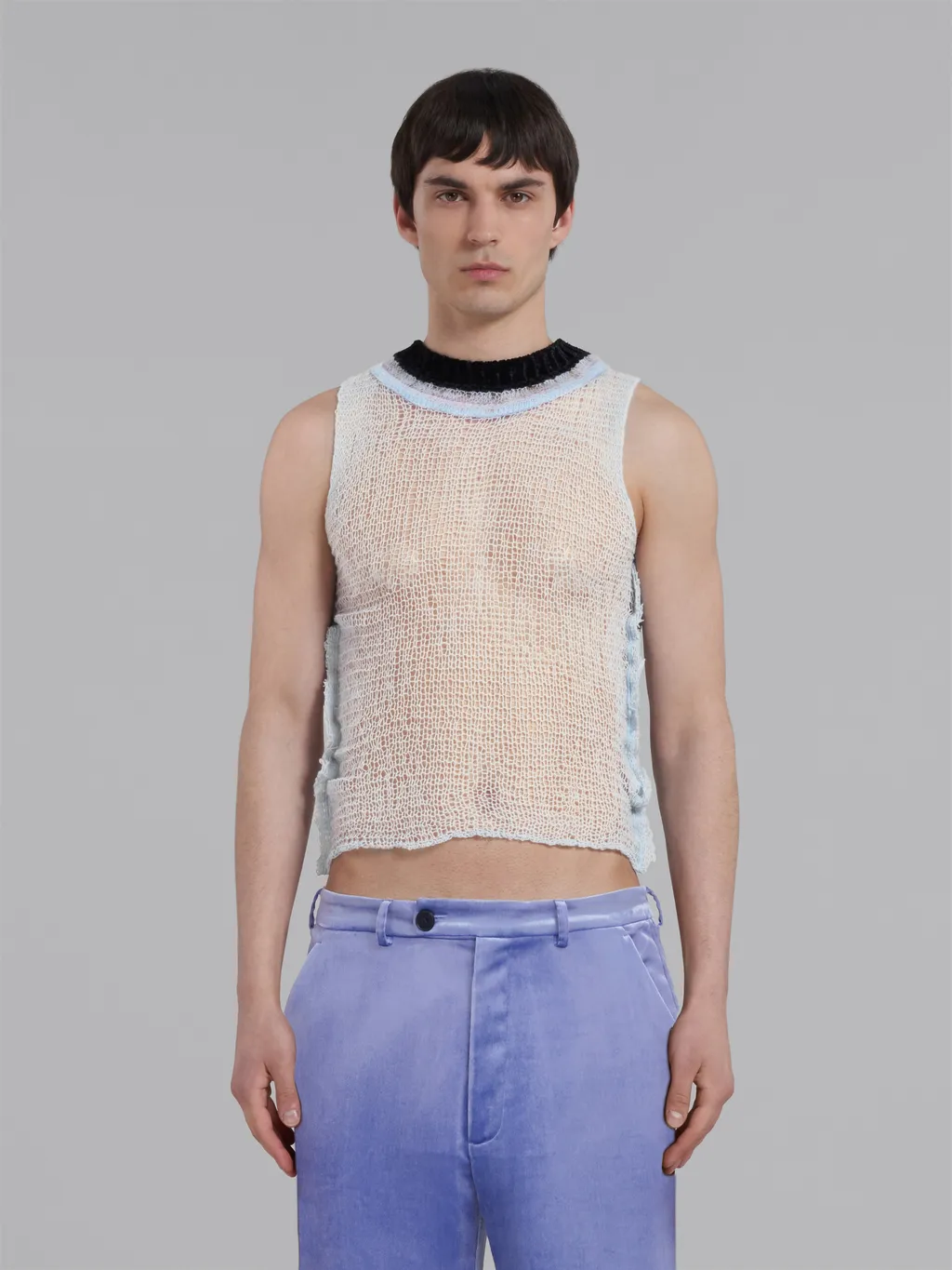 Light Blue Wool-Cashmere Top With Cutout