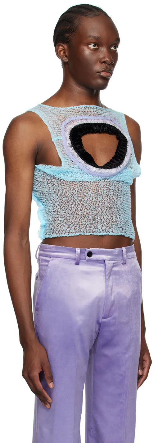 Light Blue Wool-Cashmere Top With Cutout