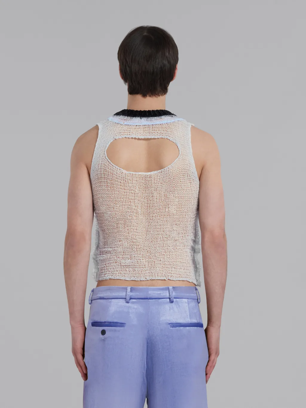 Light Blue Wool-Cashmere Top With Cutout