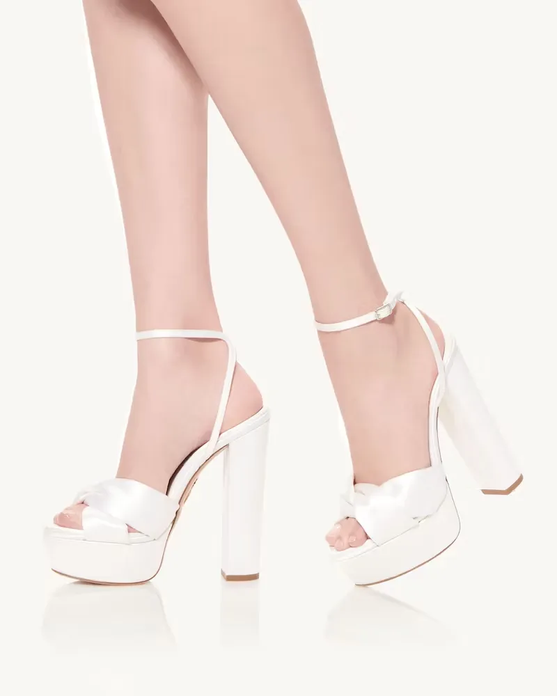 Knotted Satin Platform Sandals