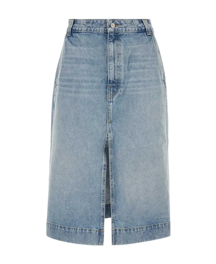 Khaite Charlene Slit Detailed Denim Skirt