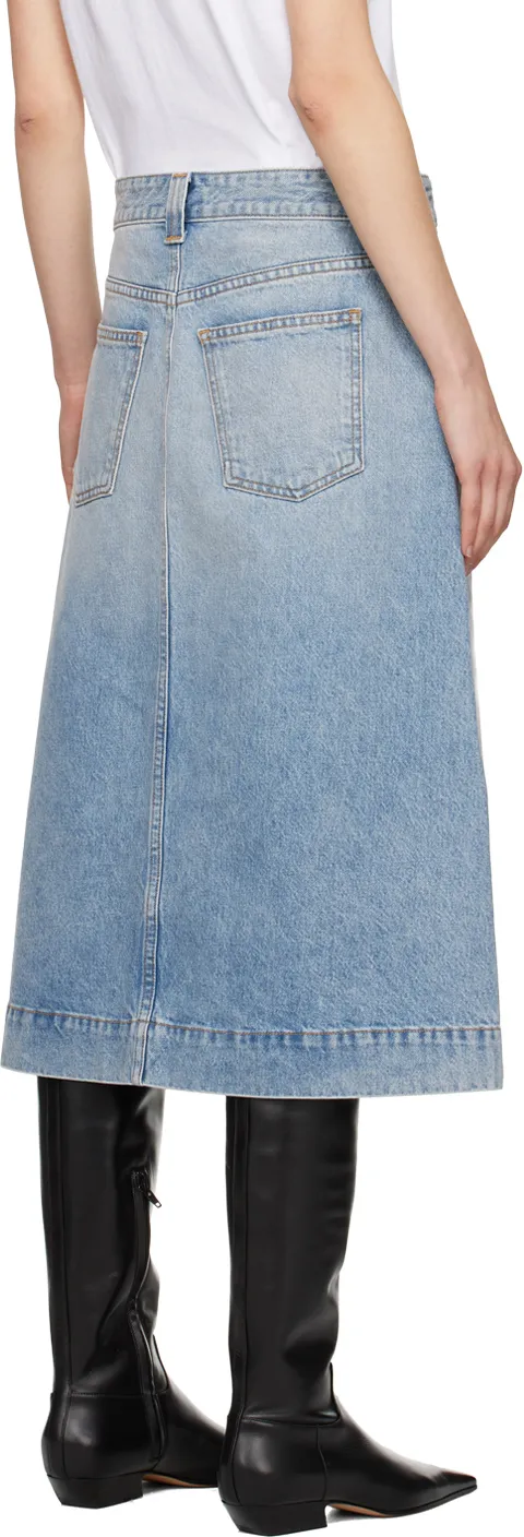 Khaite Charlene Slit Detailed Denim Skirt