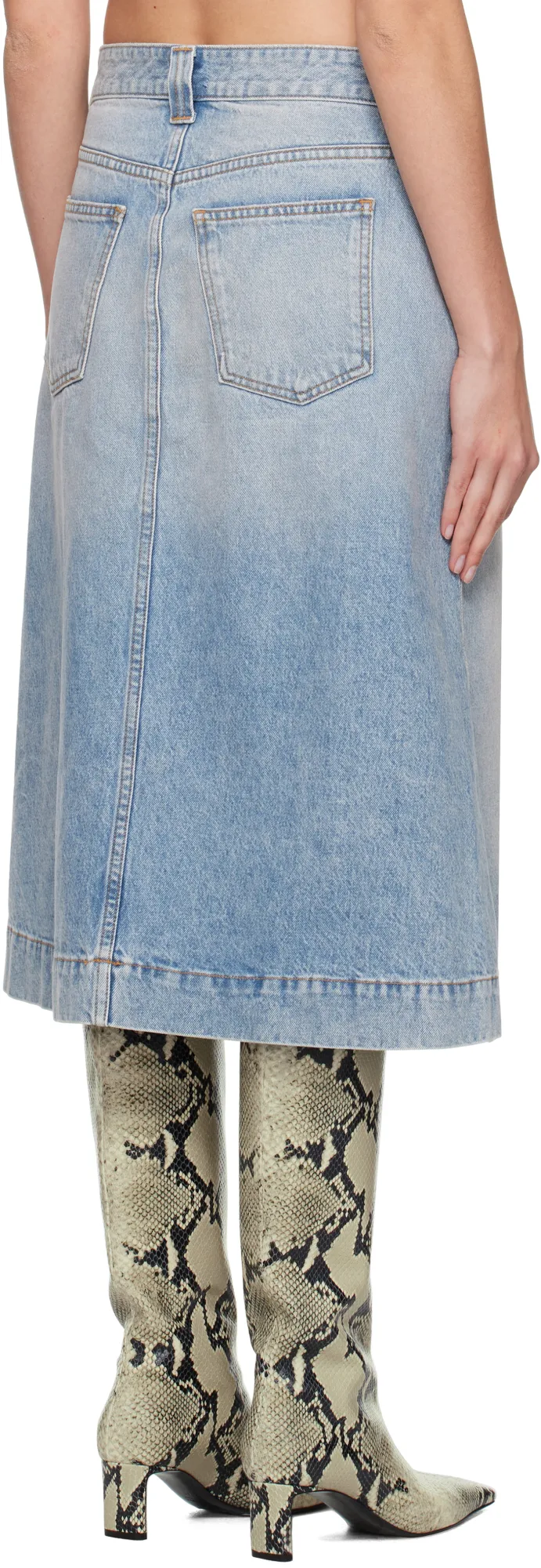 Khaite Charlene Slit Detailed Denim Skirt