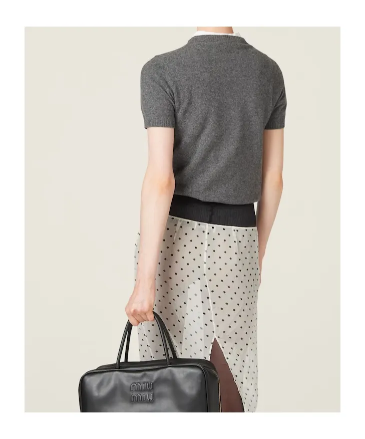 Miu Miu Logo Intarsia Knitted Short-Sleeved Pullover