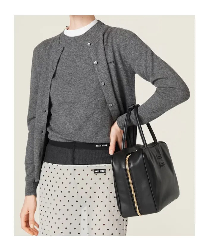 Miu Miu Logo Intarsia Knitted Short-Sleeved Pullover