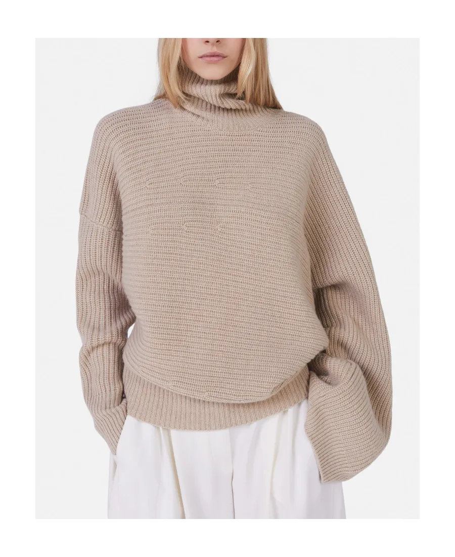 Stella Mccartney Roll-Neck Rib-Knit Cape Jumper