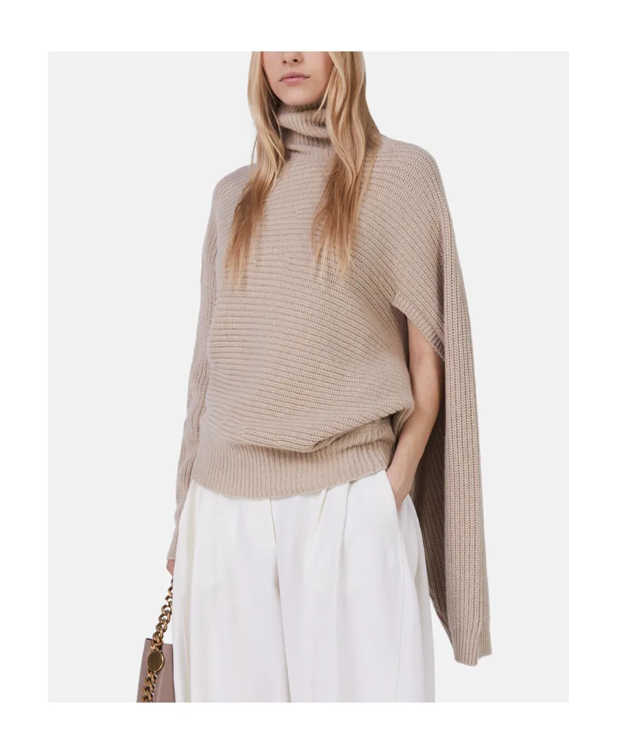 Stella Mccartney Roll-Neck Rib-Knit Cape Jumper