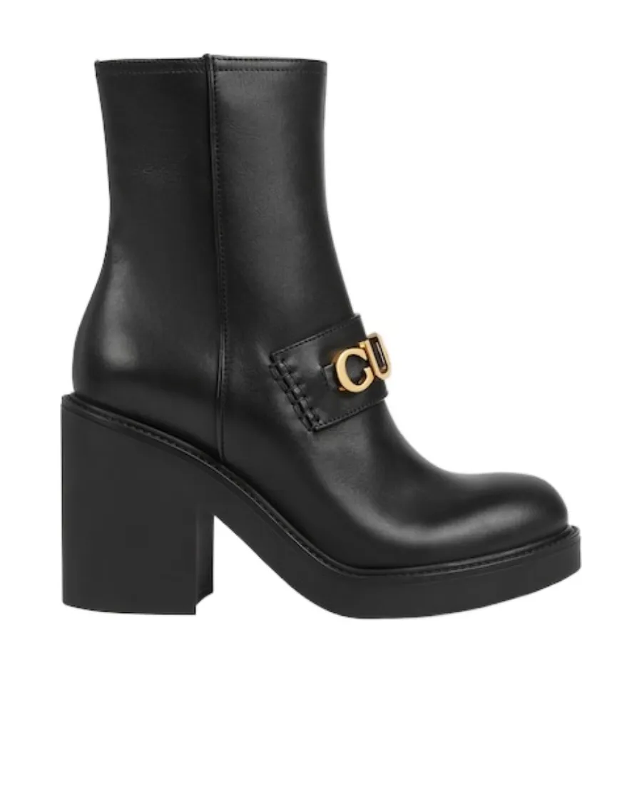 Logo-Plaque Leather Boots
