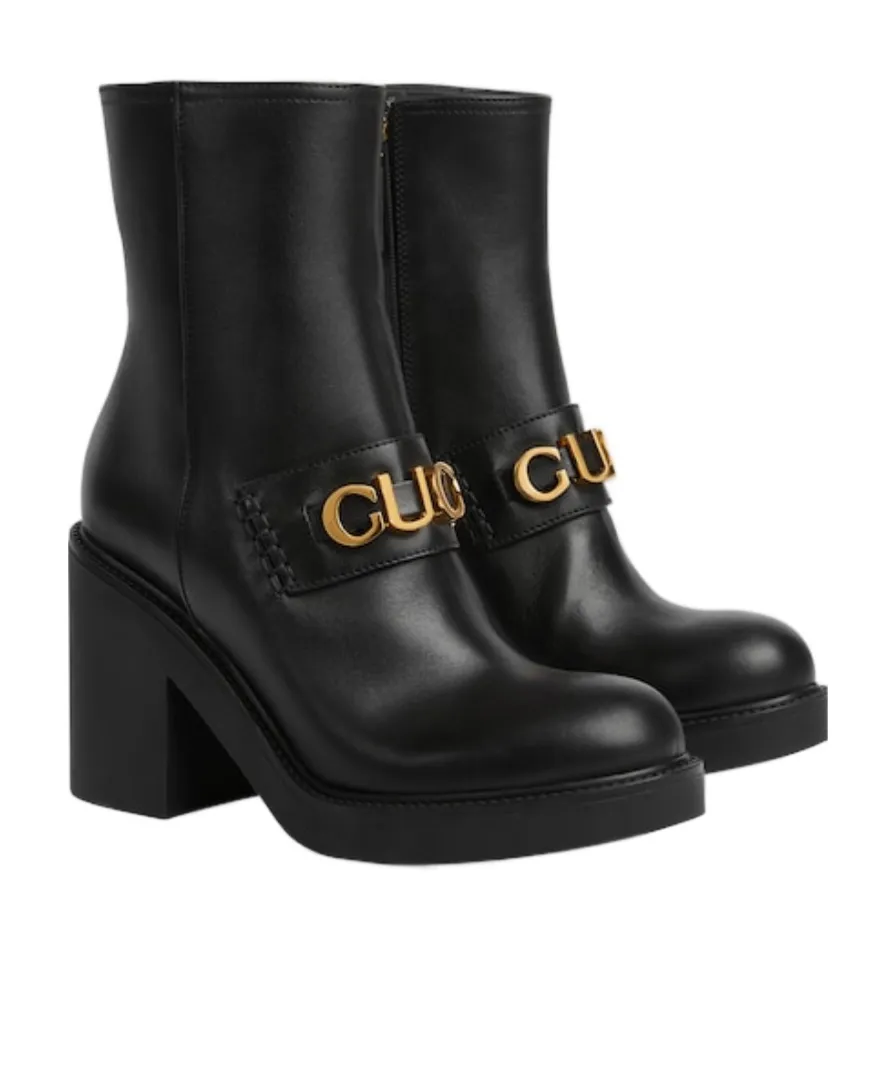 Logo-Plaque Leather Boots