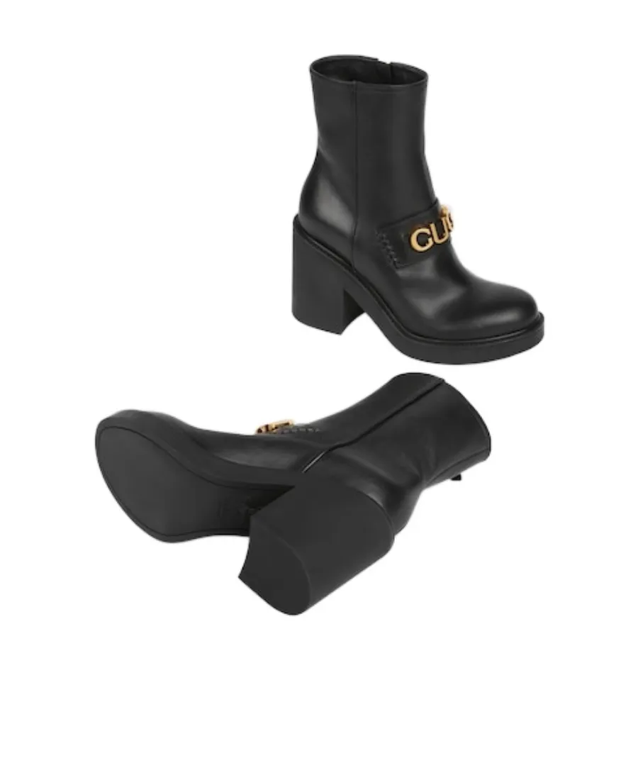 Logo-Plaque Leather Boots