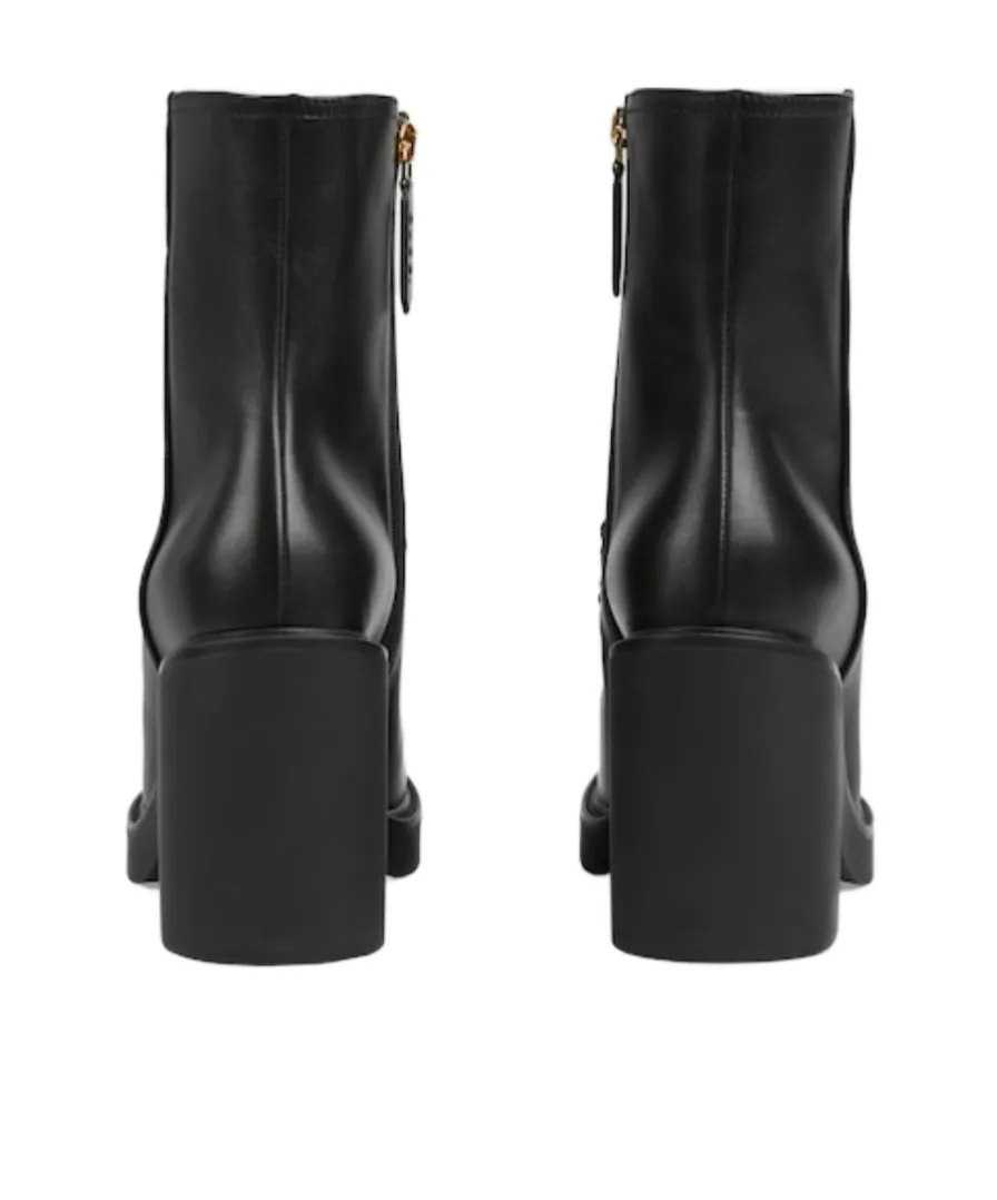 Logo-Plaque Leather Boots