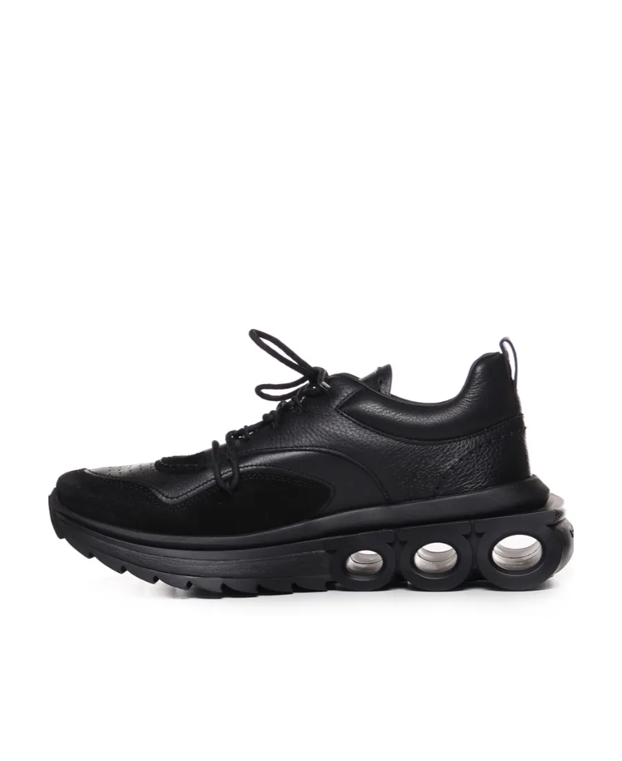 Salvatore Ferragamo Gancini-Plaque Lace-Up Sneakers