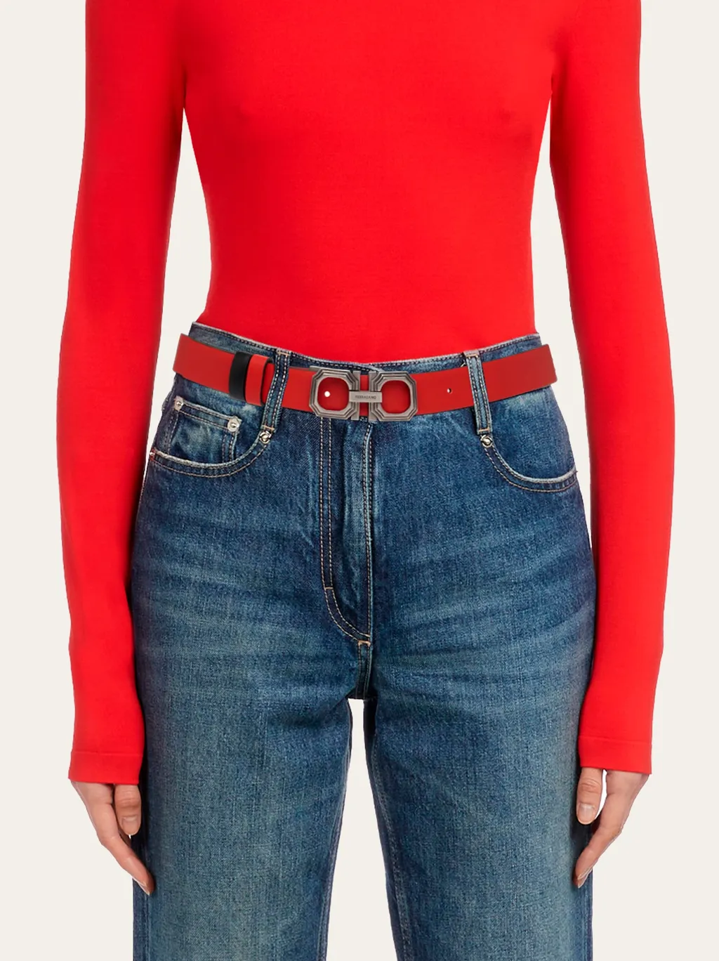 Gancini Belt Buckle Double-Sided Belt