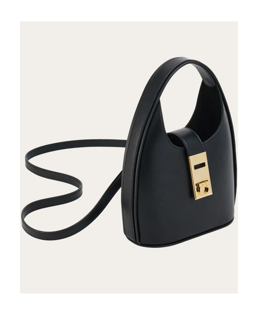 Salvatore Ferragamo Gancini-Buckle Logo-Engraved Mini Hobo Bag