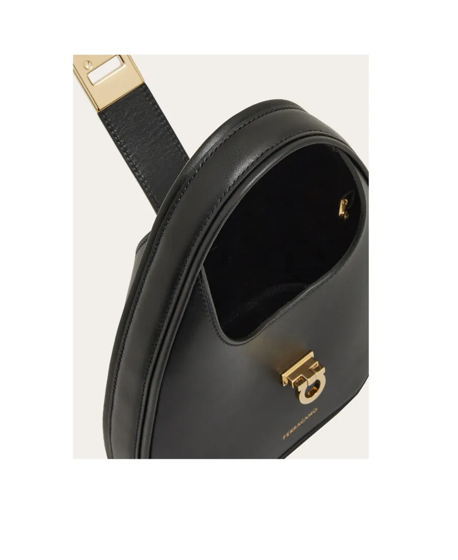 Salvatore Ferragamo Gancini-Buckle Logo-Engraved Mini Hobo Bag