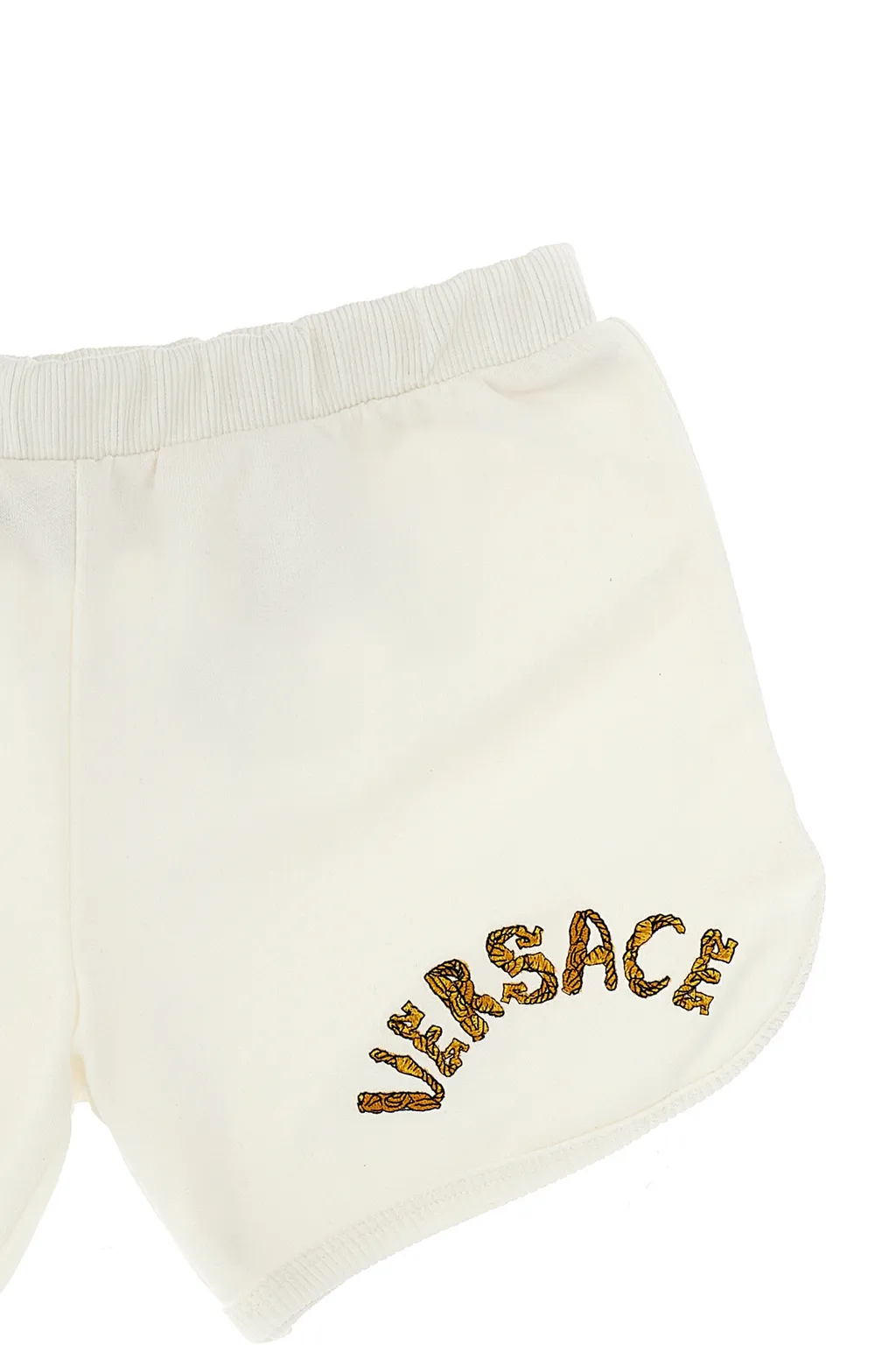 Versace Kids Logo-Embroidered Elasticated Waistband Mini Shorts
