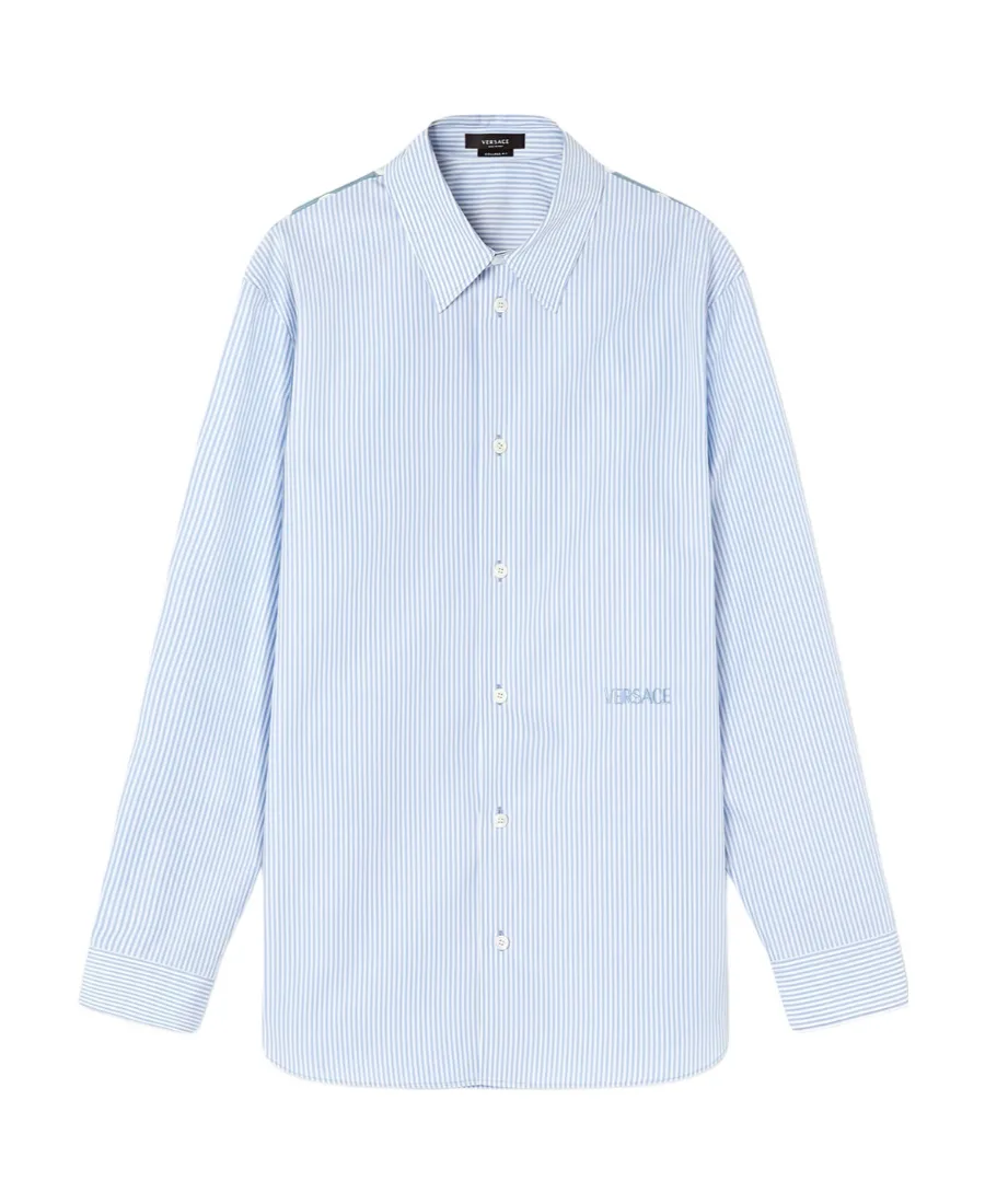 Versace Seashell Baroque Striped Buttoned Shirt