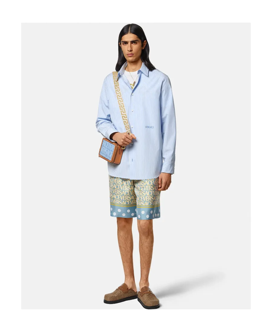 Versace Seashell Baroque Striped Buttoned Shirt