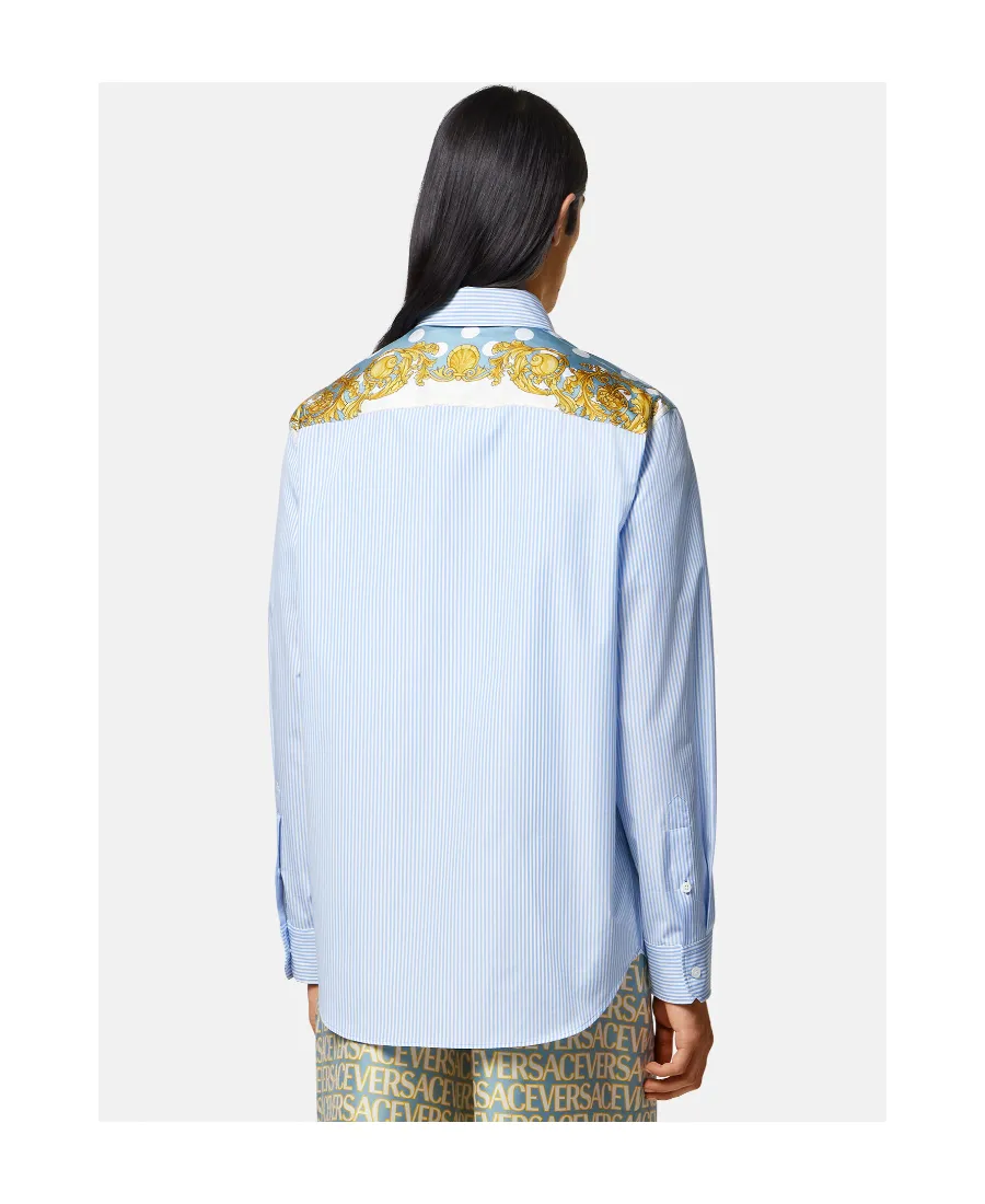 Versace Seashell Baroque Striped Buttoned Shirt