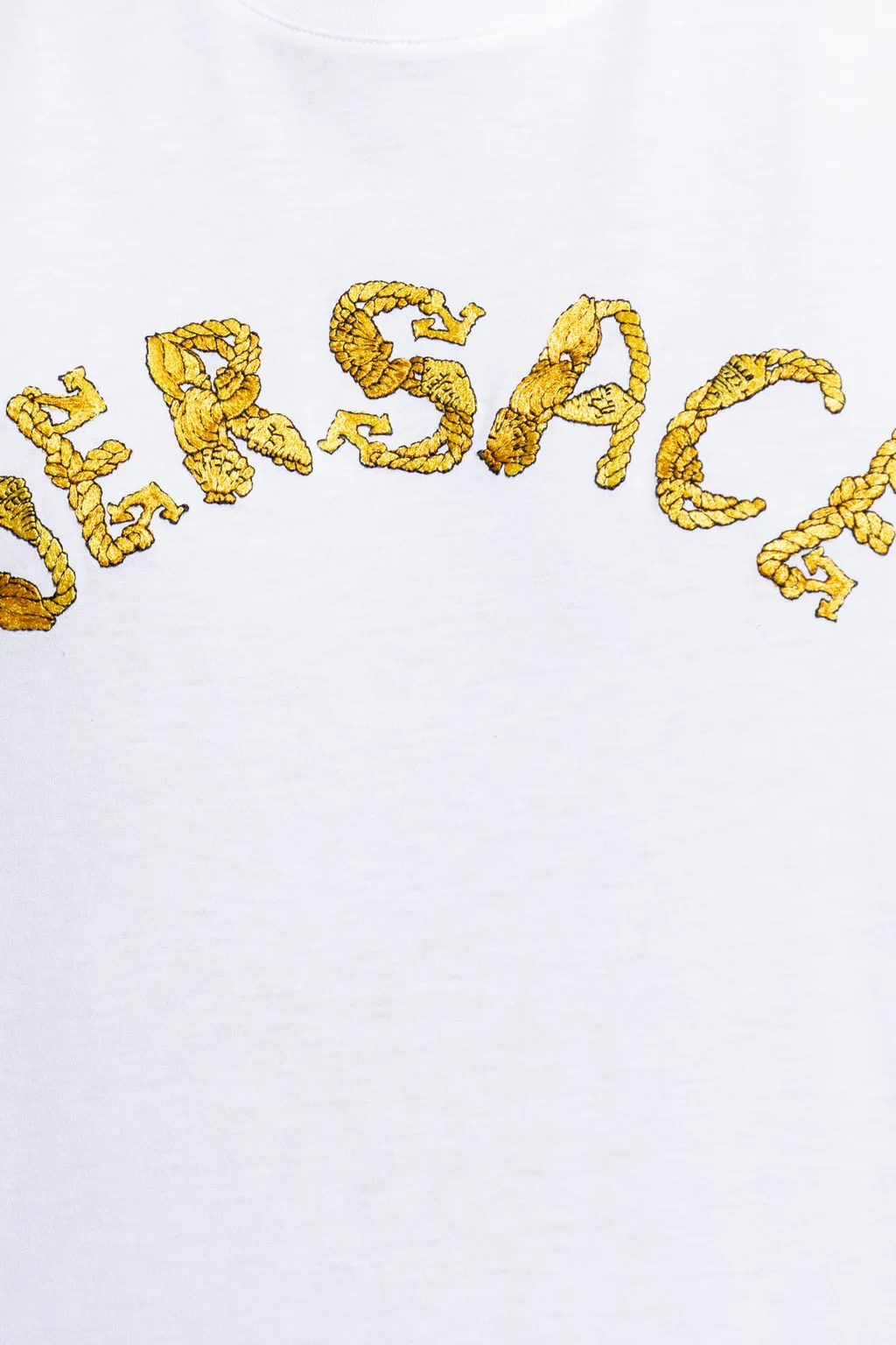 Versace Seashell Baroque Logo Embroidered Crewneck T-Shirt